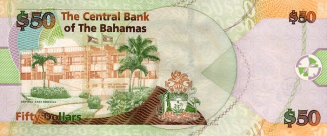 Купюра номиналом 50 багамских долларов, обратная сторона